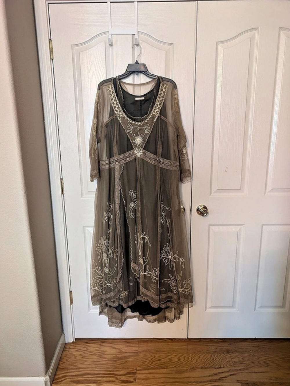 NATAYA Downton Abbey Tea Party Gown in Sage Green & Gray